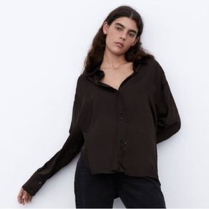 Zara black satin shirt